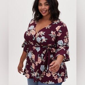 Torrid Stretch Challis Surplice Top